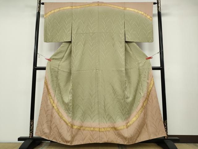 平和屋着物●皇室献上作家　北出与三郎　訪問着　草木地紋　暈し染め　金彩　正絹　逸品　CABB6278ut