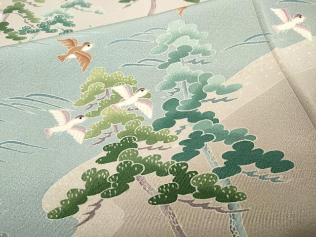平和屋着物●訪問着　友禅　作家物　飛鳥松文　暈し染め　正絹　逸品　CABB6280ut