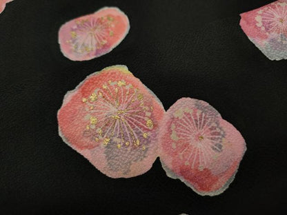 平和屋着物●上質な小紋　舞花文　黒地　金彩　松坂屋扱い　正絹　逸品　CABB6281ut
