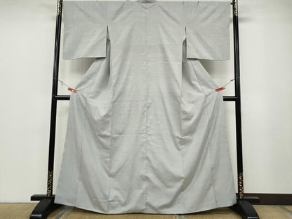 平和屋着物●結城紬　白梅鼠色　正絹　逸品　CABB6284ut