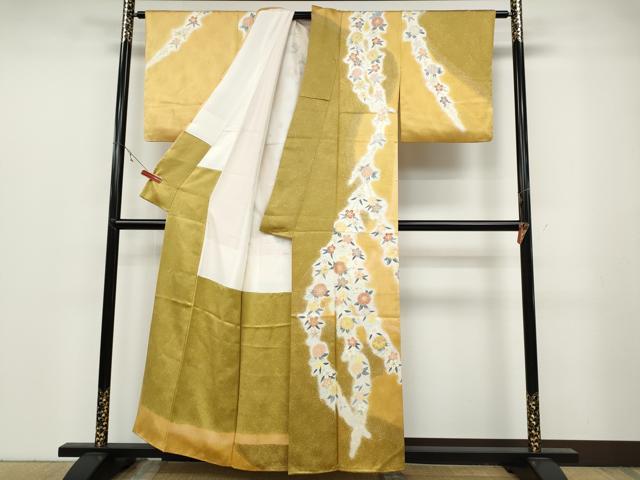 平和屋着物●訪問着　作家物　枝垂れ花文　金彩　正絹　逸品　CABB6287ut 平和屋着物○訪問着 作家物 枝垂れ花文 金彩 正絹 逸品 CABB6287ut