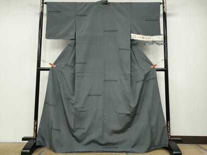 平和屋着物●塩沢絣　吉祥間道　証紙付き　正絹　逸品　未使用　CABB6288ut
