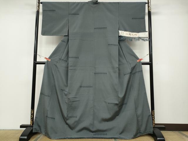 平和屋着物●塩沢絣　吉祥間道　証紙付き　正絹　逸品　未使用　CABB6288ut