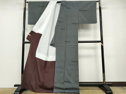平和屋着物●塩沢絣　吉祥間道　証紙付き　正絹　逸品　未使用　CABB6288ut