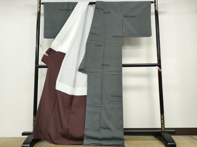 平和屋着物●塩沢絣　吉祥間道　証紙付き　正絹　逸品　未使用　CABB6288ut