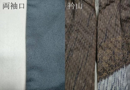 平和屋着物●男性　訪問着　駒刺繍　市松綾織　切嵌舞花文　金彩　正絹　逸品　CABB6291ut