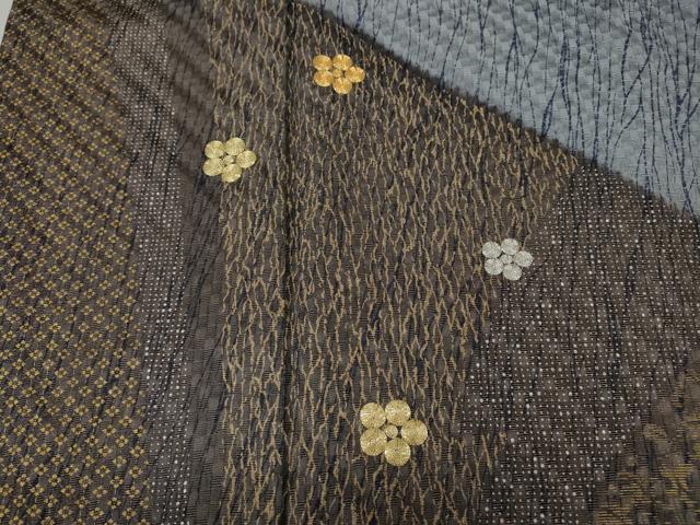 平和屋着物●男性　訪問着　駒刺繍　市松綾織　切嵌舞花文　金彩　正絹　逸品　CABB6291ut