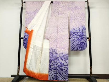 平和屋着物●豪華振袖　総絞り　草花文　暈し染め　正絹　逸品　CABB6297ut