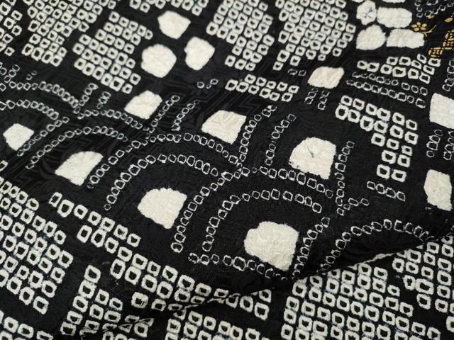 平和屋着物●豪華振袖　総絞り　駒刺繍　吉祥花文　黒地　金彩　さが美扱い　正絹　逸品　CABB6298ut