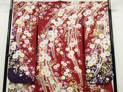 平和屋着物●豪華振袖　辻が花　絞り　暈し染め　銀通し地　正絹　逸品　CABB6299ut