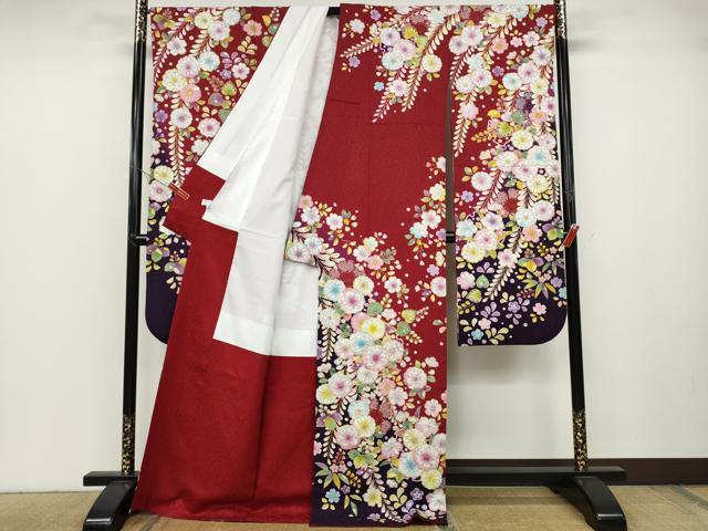 平和屋着物●豪華振袖　辻が花　絞り　暈し染め　銀通し地　正絹　逸品　CABB6299ut