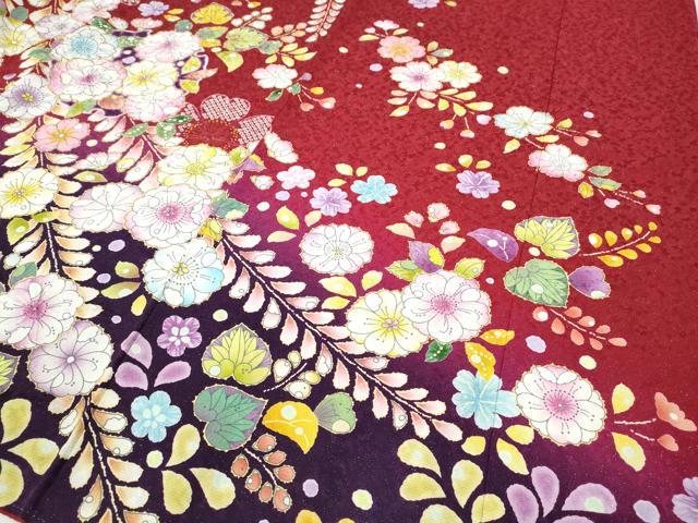 平和屋着物●豪華振袖　辻が花　絞り　暈し染め　銀通し地　正絹　逸品　CABB6299ut