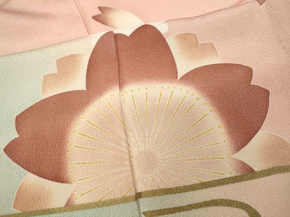 平和屋着物●人形作家・ホリヒロシ　振袖　兎舞桜文　暈し染め　金彩　鬼しぼ縮緬　正絹　逸品　CABB6301ut