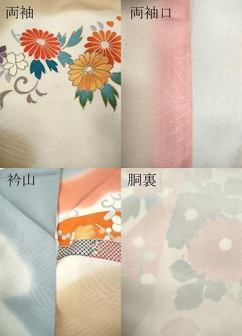 平和屋着物●豪華振袖　駒刺繍　屏風鴛鴦草花文　金彩　正絹　逸品　CABB6302ut