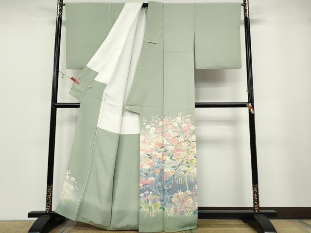 平和屋着物●本加賀友禅作家　百貫華峰　色留袖　休み鳥草花文　暈し染め　正絹　逸品　CABB6303ut