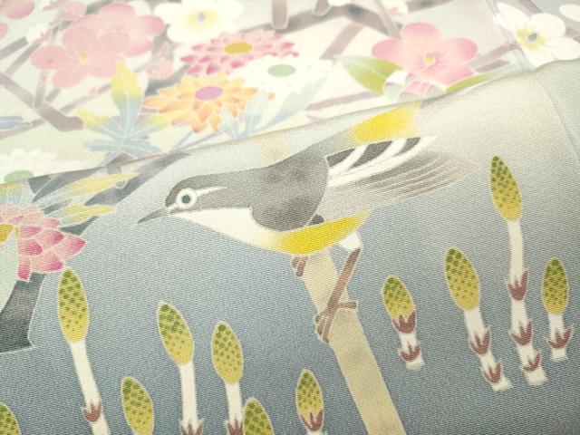 平和屋着物●本加賀友禅作家　百貫華峰　色留袖　休み鳥草花文　暈し染め　正絹　逸品　CABB6303ut