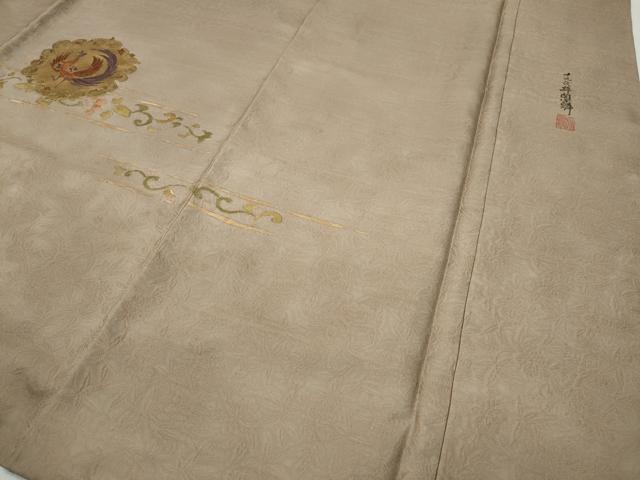 平和屋着物●紋屋井関　十九代　井関宗麟　色留袖　刺繍　鳳凰草花丸文　金彩　正絹　逸品　CABB6305ut