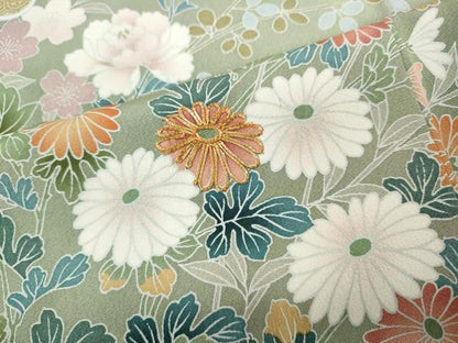 平和屋着物●訪問着　駒刺繍　雪輪枝花文　暈し染め　正絹　逸品　CABB6310ut