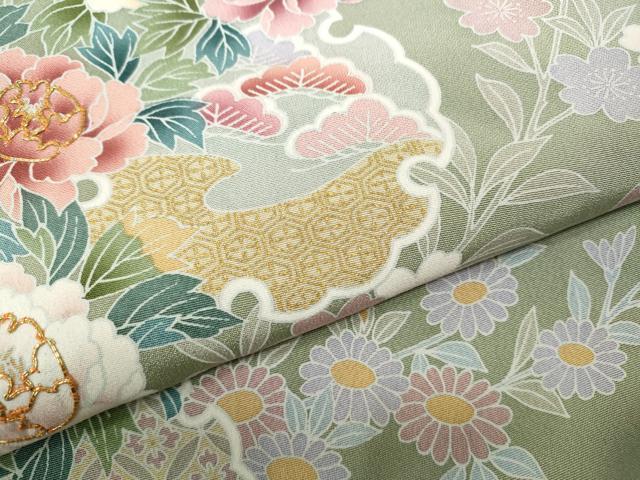 平和屋着物●訪問着　駒刺繍　雪輪枝花文　暈し染め　正絹　逸品　CABB6310ut