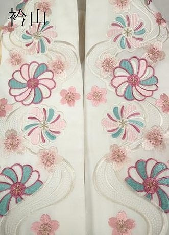 平和屋着物●振袖用長襦袢　袷　雪輪舞桜　半衿刺繍　正絹　逸品　CABB6311ut