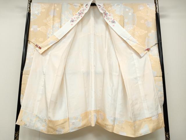平和屋着物●振袖用長襦袢　袷　雪輪舞桜　半衿刺繍　正絹　逸品　CABB6311ut