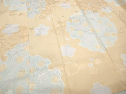 平和屋着物●振袖用長襦袢　袷　雪輪舞桜　半衿刺繍　正絹　逸品　CABB6311ut