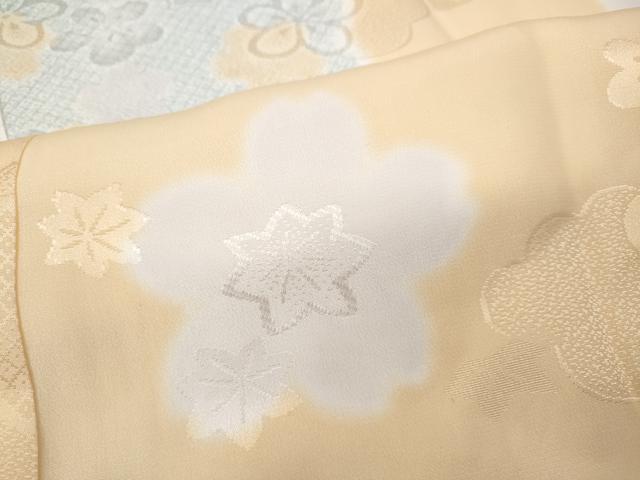 平和屋着物●振袖用長襦袢　袷　雪輪舞桜　半衿刺繍　正絹　逸品　CABB6311ut