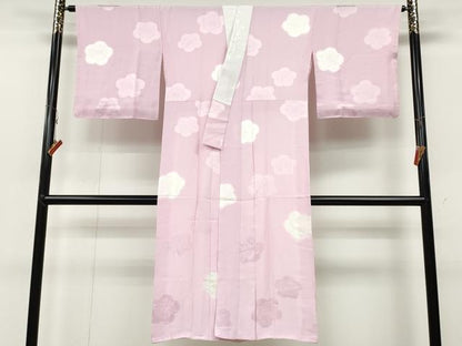 平和屋着物●長襦袢　袷　絞り　舞梅地紋　正絹　逸品　CABB6312ut