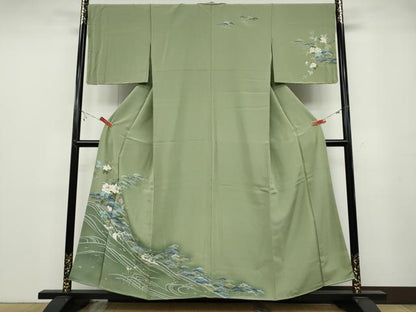 平和屋着物●訪問着　友禅　立波松花文　暈し染め　正絹　逸品　未使用　CABB6316ut