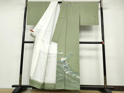 平和屋着物●訪問着　友禅　立波松花文　暈し染め　正絹　逸品　未使用　CABB6316ut
