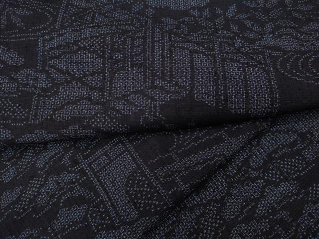 平和屋着物●結城紬　100亀甲　風景草木文　正絹　逸品　CABB6319ut