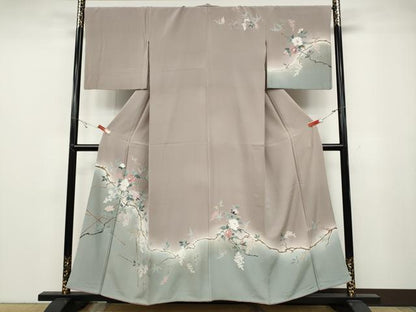 平和屋着物●訪問着　刺繍　枝花文　暈し染め　金彩　正絹　逸品　CABB6322ut