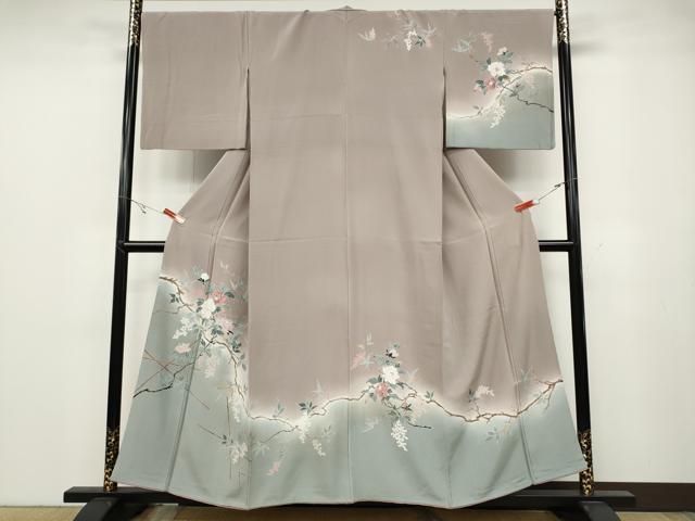 平和屋着物●訪問着　刺繍　枝花文　暈し染め　金彩　正絹　逸品　CABB6322ut