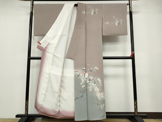 平和屋着物●訪問着　刺繍　枝花文　暈し染め　金彩　正絹　逸品　CABB6322ut
