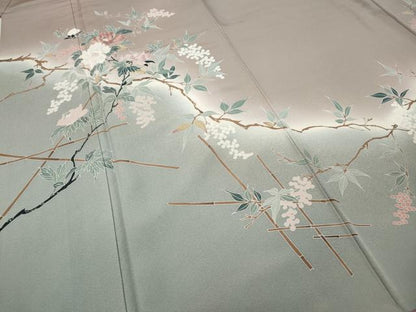 平和屋着物●訪問着　刺繍　枝花文　暈し染め　金彩　正絹　逸品　CABB6322ut