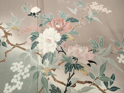 平和屋着物●訪問着　刺繍　枝花文　暈し染め　金彩　正絹　逸品　CABB6322ut