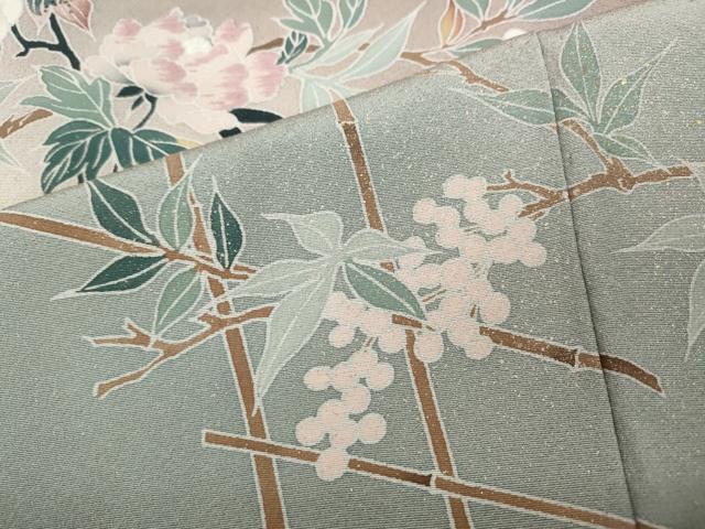 平和屋着物●訪問着　刺繍　枝花文　暈し染め　金彩　正絹　逸品　CABB6322ut