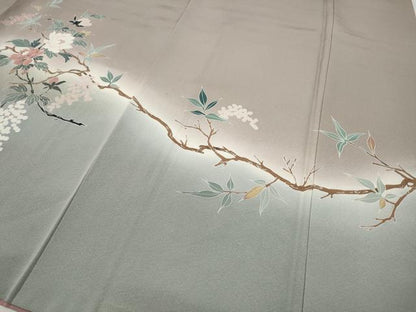 平和屋着物●訪問着　刺繍　枝花文　暈し染め　金彩　正絹　逸品　CABB6322ut