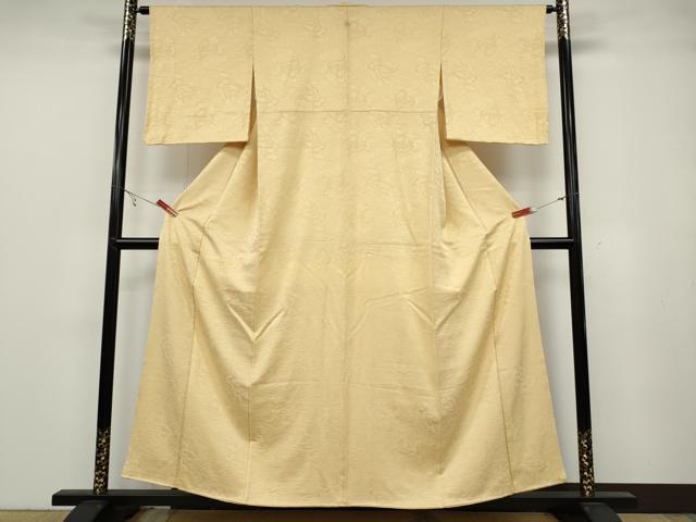 平和屋着物●上質な色無地　舞花地紋　蜂蜜色　正絹　逸品　CABB6324ut