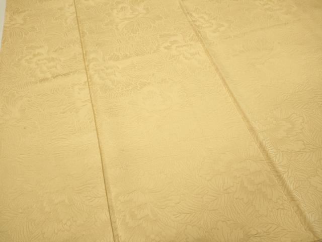 平和屋着物●上質な色無地　舞花地紋　蜂蜜色　正絹　逸品　CABB6324ut