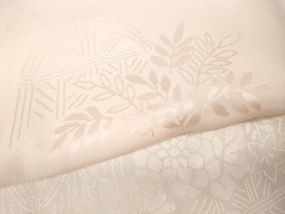 平和屋着物●振袖用長襦袢　無双仕立て　流水草花地紋　暈し染め　半衿刺繍　正絹　逸品　CABB6331ut