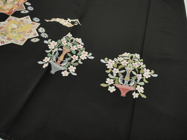 平和屋着物●豪華黒留袖　色紙重ね人物動物花文　金彩　正絹　逸品　CABB6336ut