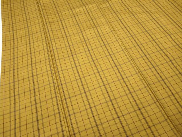 平和屋着物●黄八丈　紬　格子柄　正絹　逸品　CABB6340ut