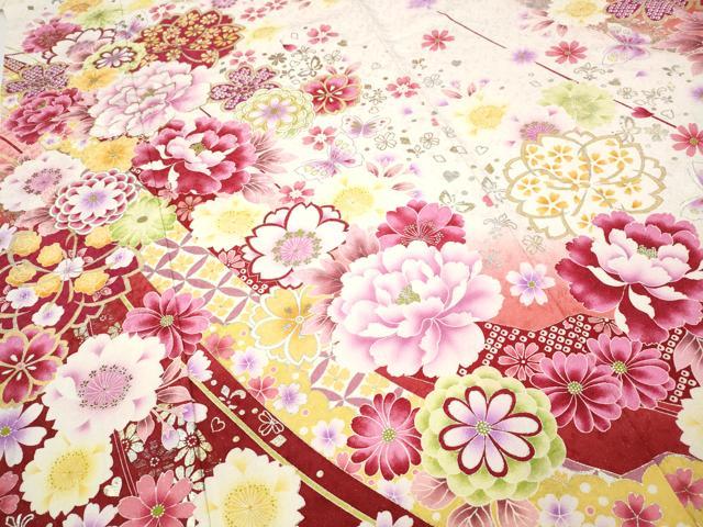 平和屋着物○豪華振袖 刺繍 花蝶文 暈し染め 金銀彩 正絹