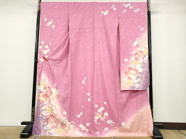 平和屋着物●豪華振袖　舞花文　暈し染め　正絹　逸品　CABB6342ut