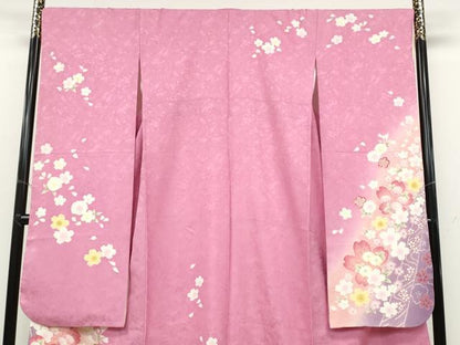 平和屋着物●豪華振袖　舞花文　暈し染め　正絹　逸品　CABB6342ut