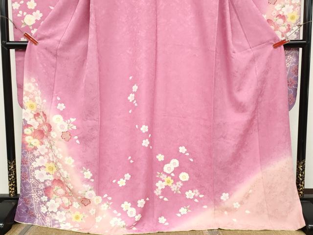平和屋着物●豪華振袖　舞花文　暈し染め　正絹　逸品　CABB6342ut
