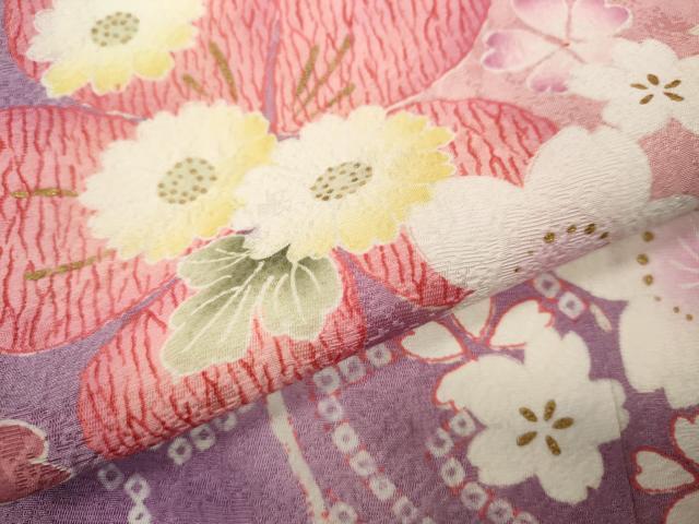 平和屋着物●豪華振袖　舞花文　暈し染め　正絹　逸品　CABB6342ut