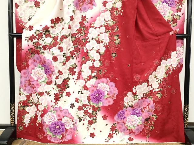 平和屋着物●豪華振袖　刺繍　草花文　暈し染め　金彩　正絹　逸品　CABB6343ut