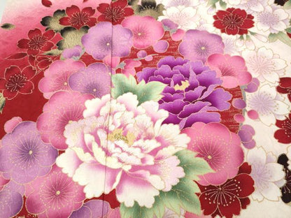 平和屋着物●豪華振袖　刺繍　草花文　暈し染め　金彩　正絹　逸品　CABB6343ut